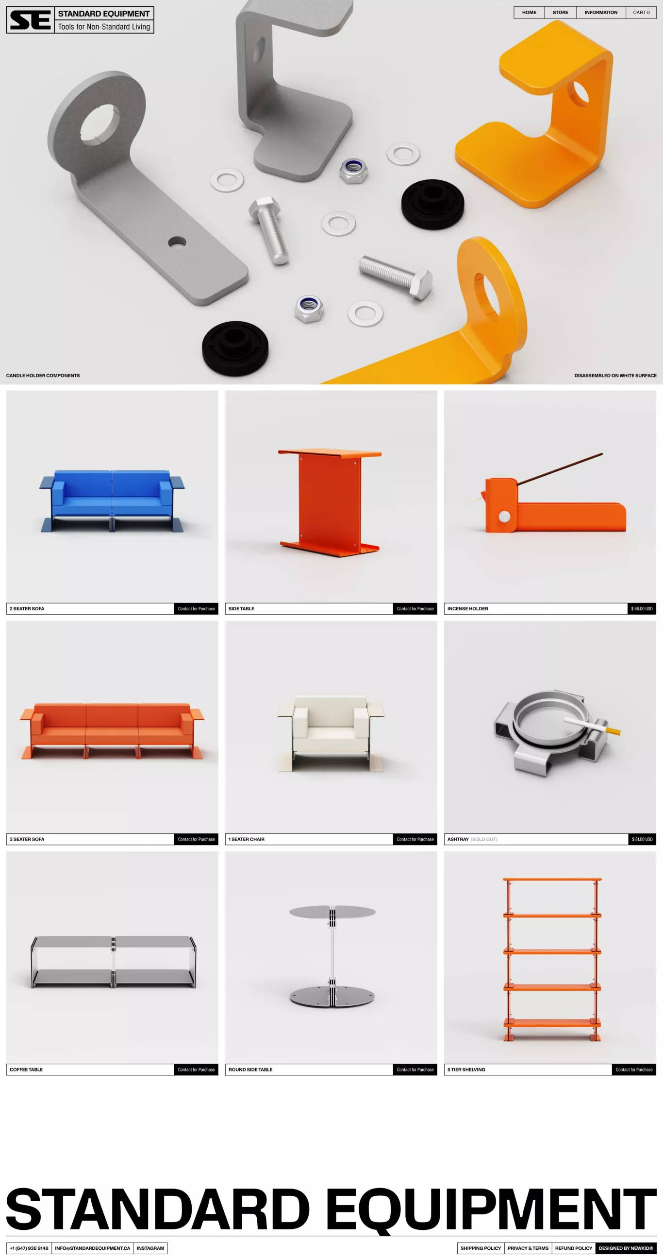Standard Equipment ecommerce page screenshot showcasing Design and Furniture & Interiors design