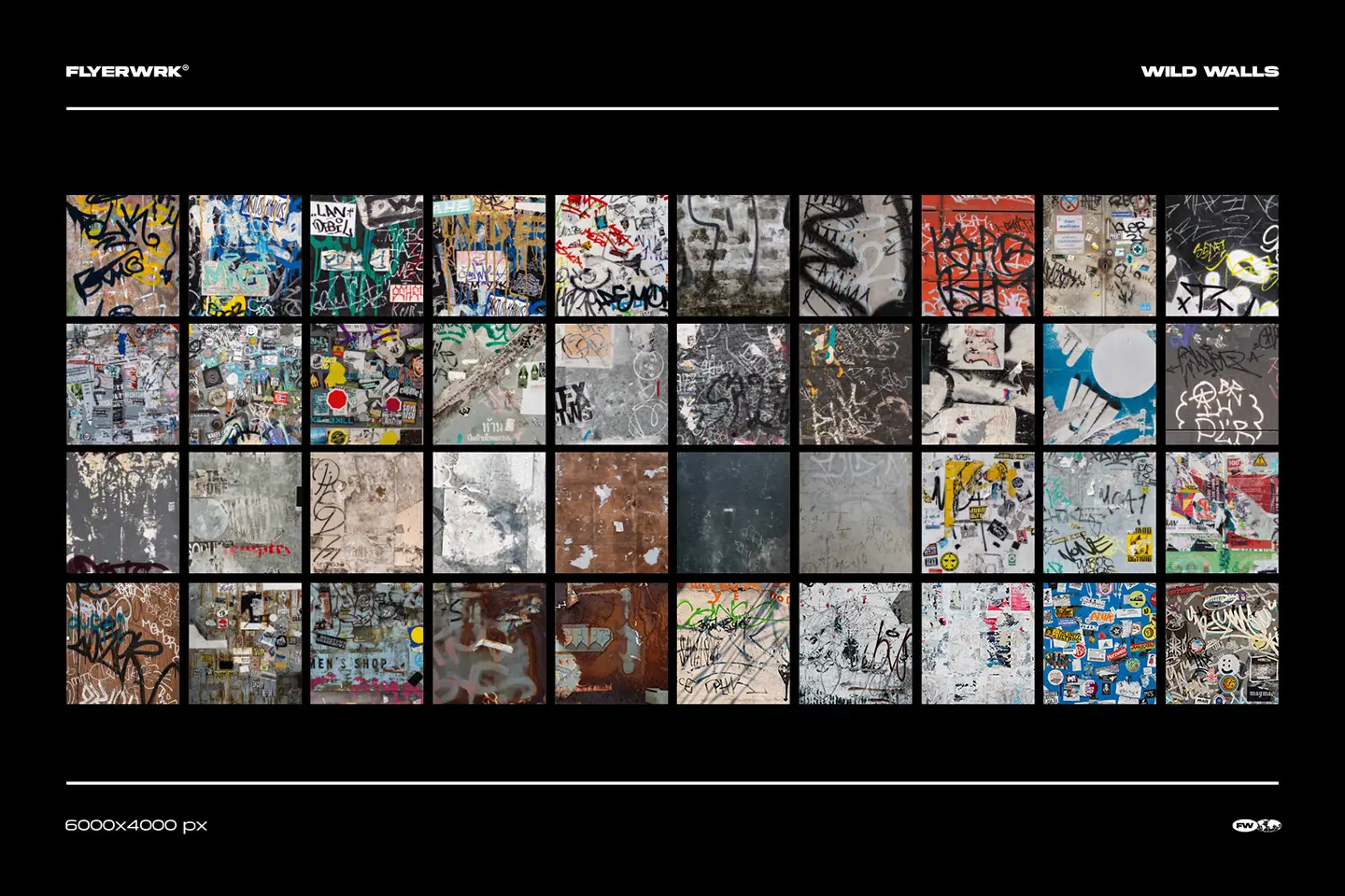 Wild Walls urban backgrounds full collection overview showcasing forty diverse street photography and graffiti textures