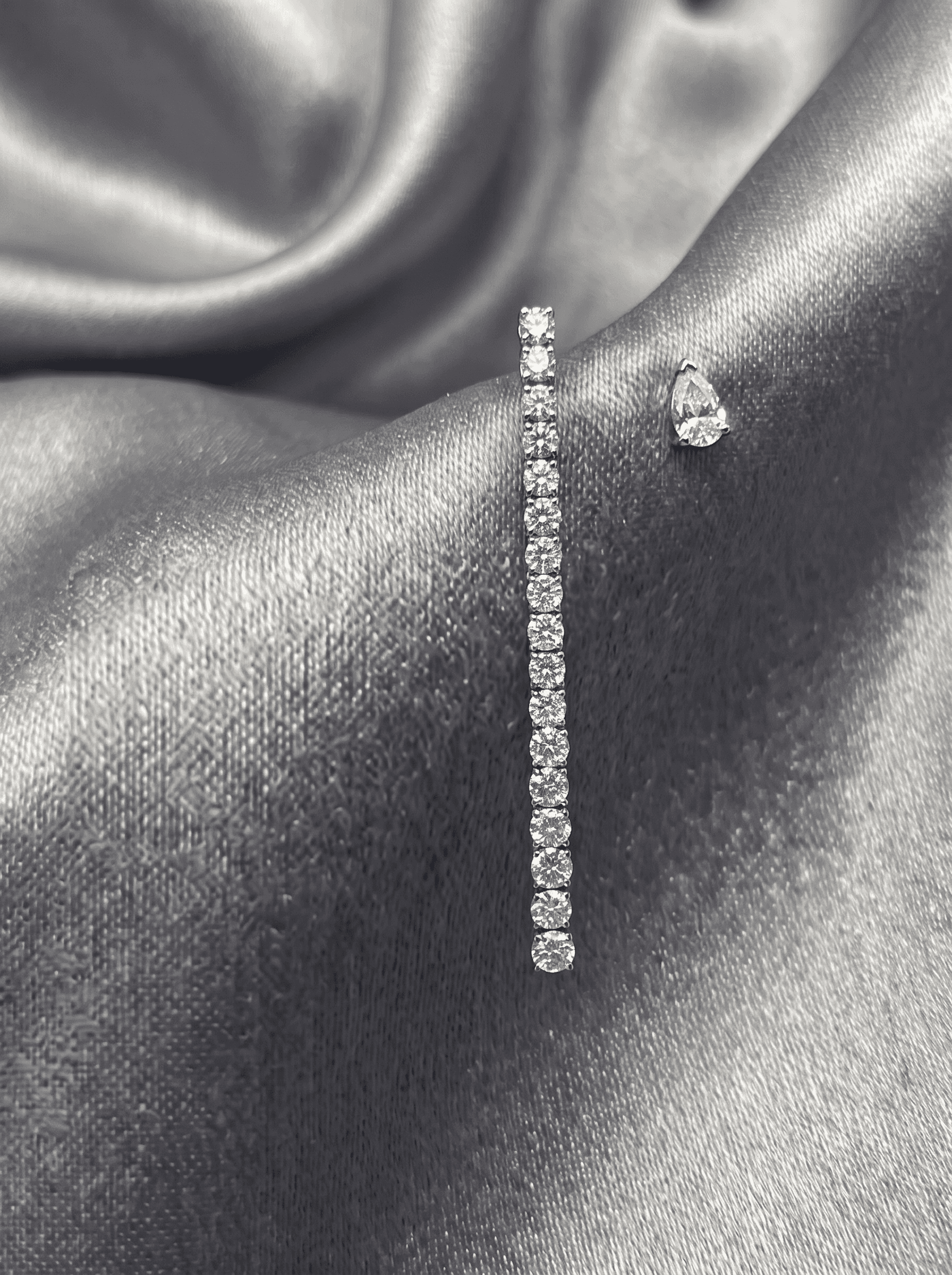 Tennis Line Drop Earrings — jewellery product photograph