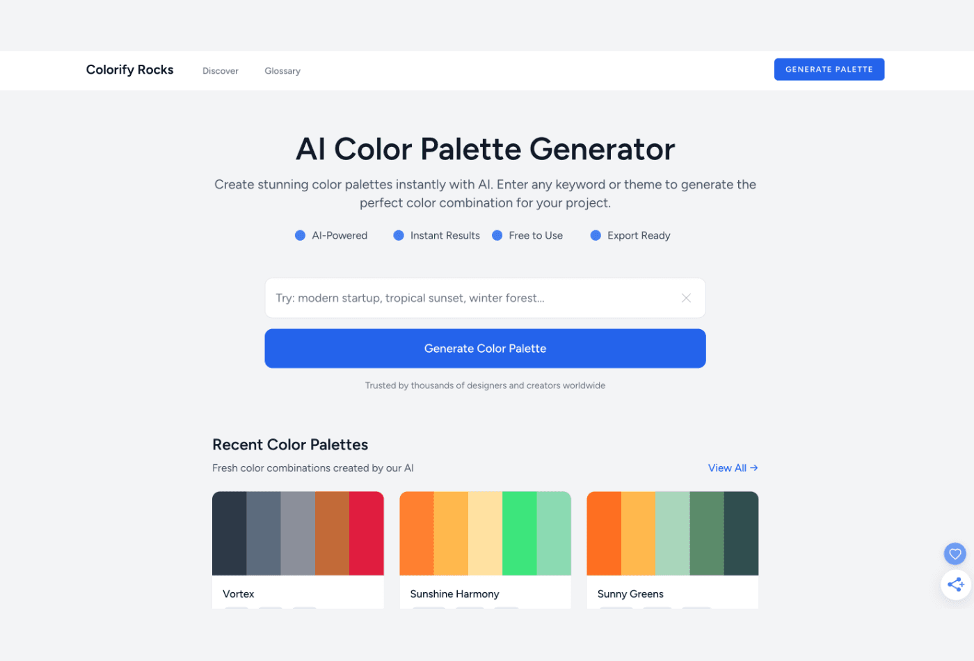 Colorify rocks AI Color Palette Generator