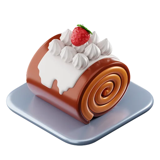 3D Roll Cake Food Icon