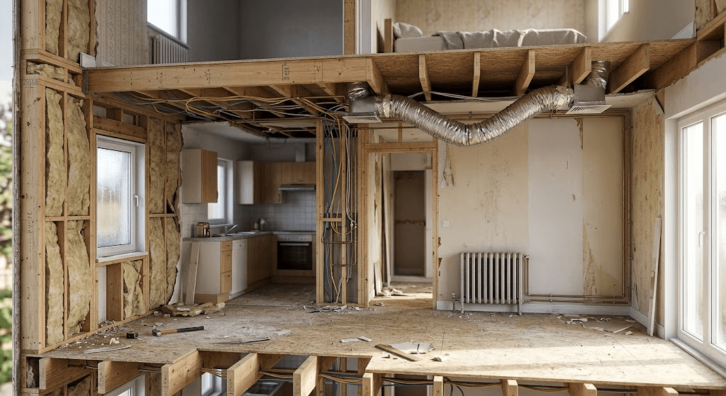 Two women talking in a kitchen while cooking