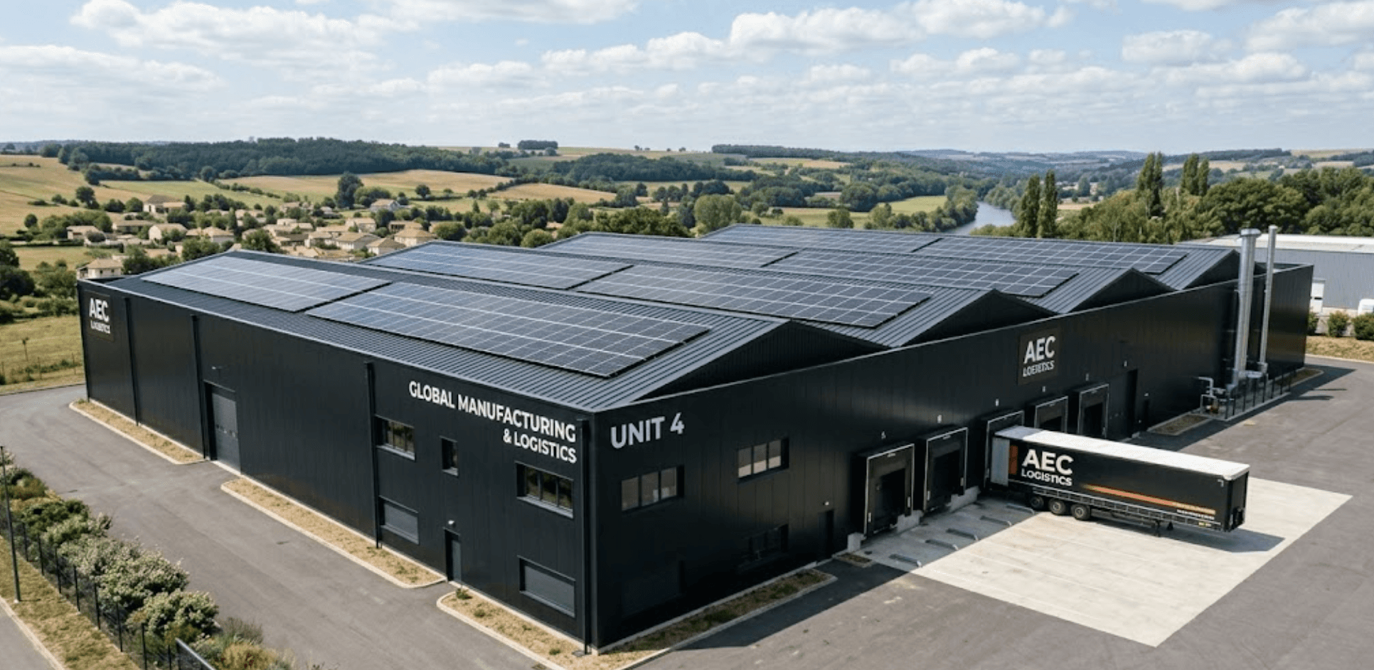 photo d'une installation solaire sur un batiment industriel avec une toiture en bac acier