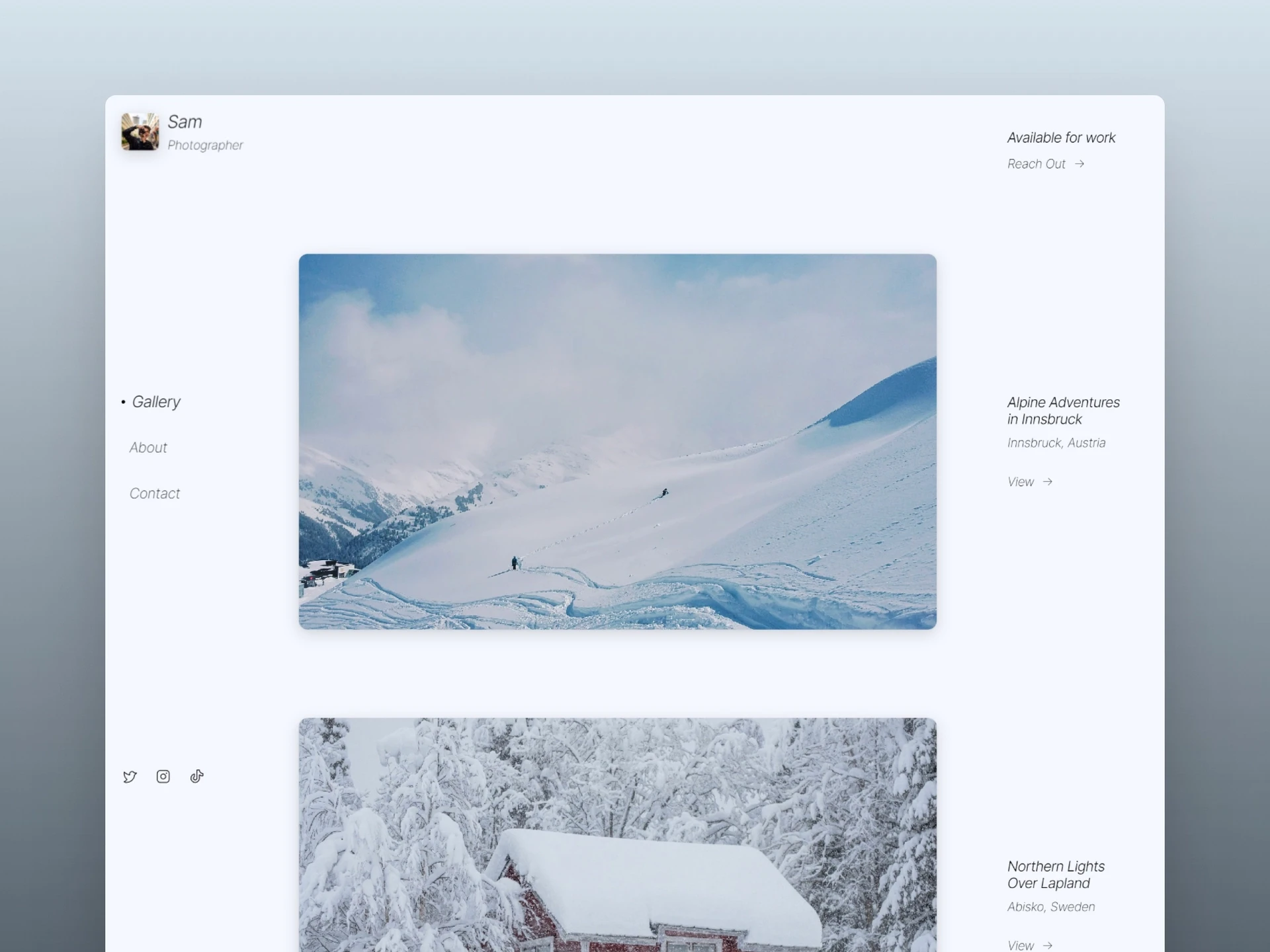 Snow photography portfolio template