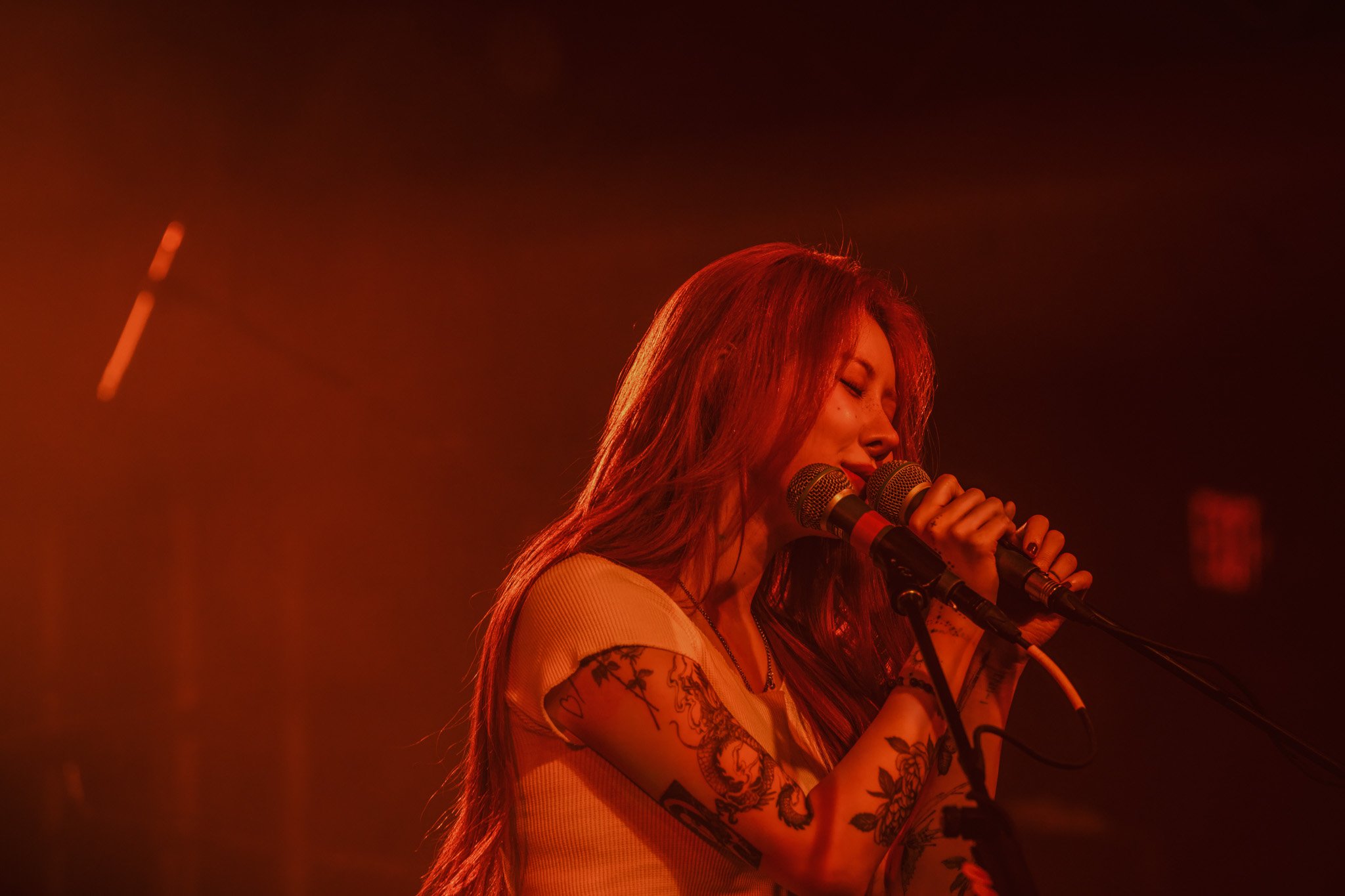 erin Baek performing with The Volunteers at Deluxe Basement in Indianapolis