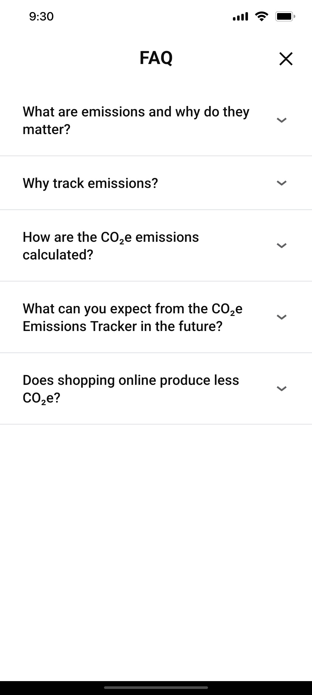 Klarna  Faq Page Screen