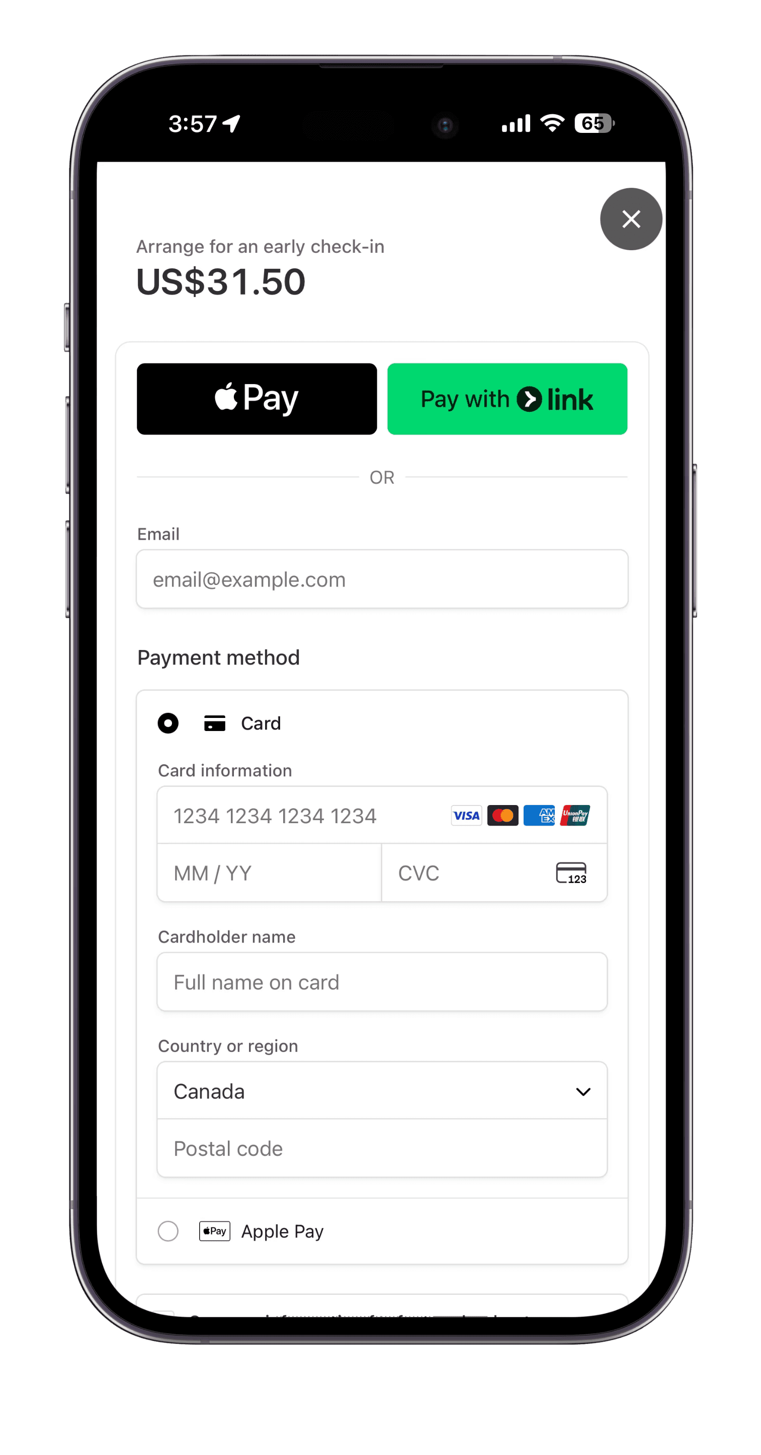 Example of an Upsell done through Stripe