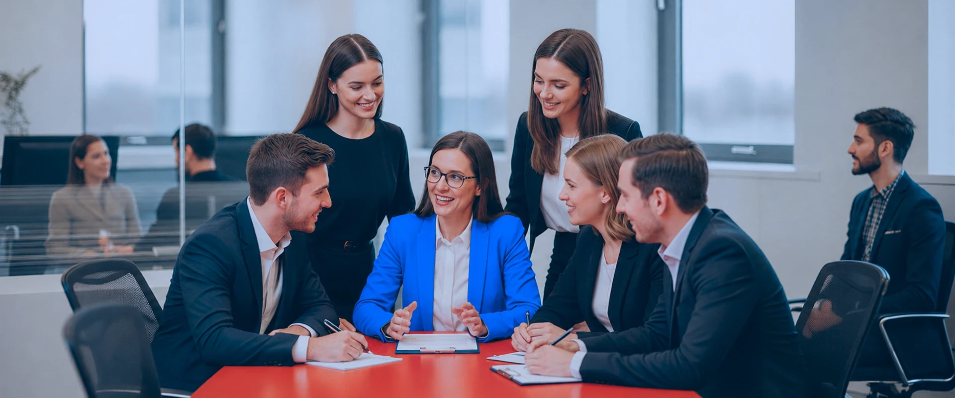 Teams discussion in modern office