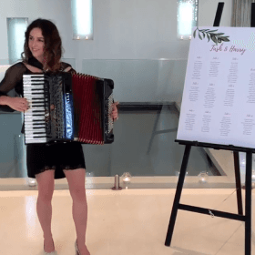 Lucy performing at a wedding