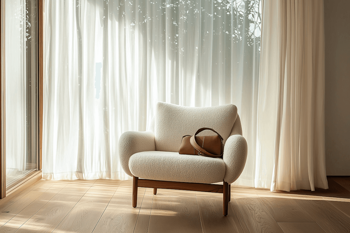 a chair with a red pillow on top of it