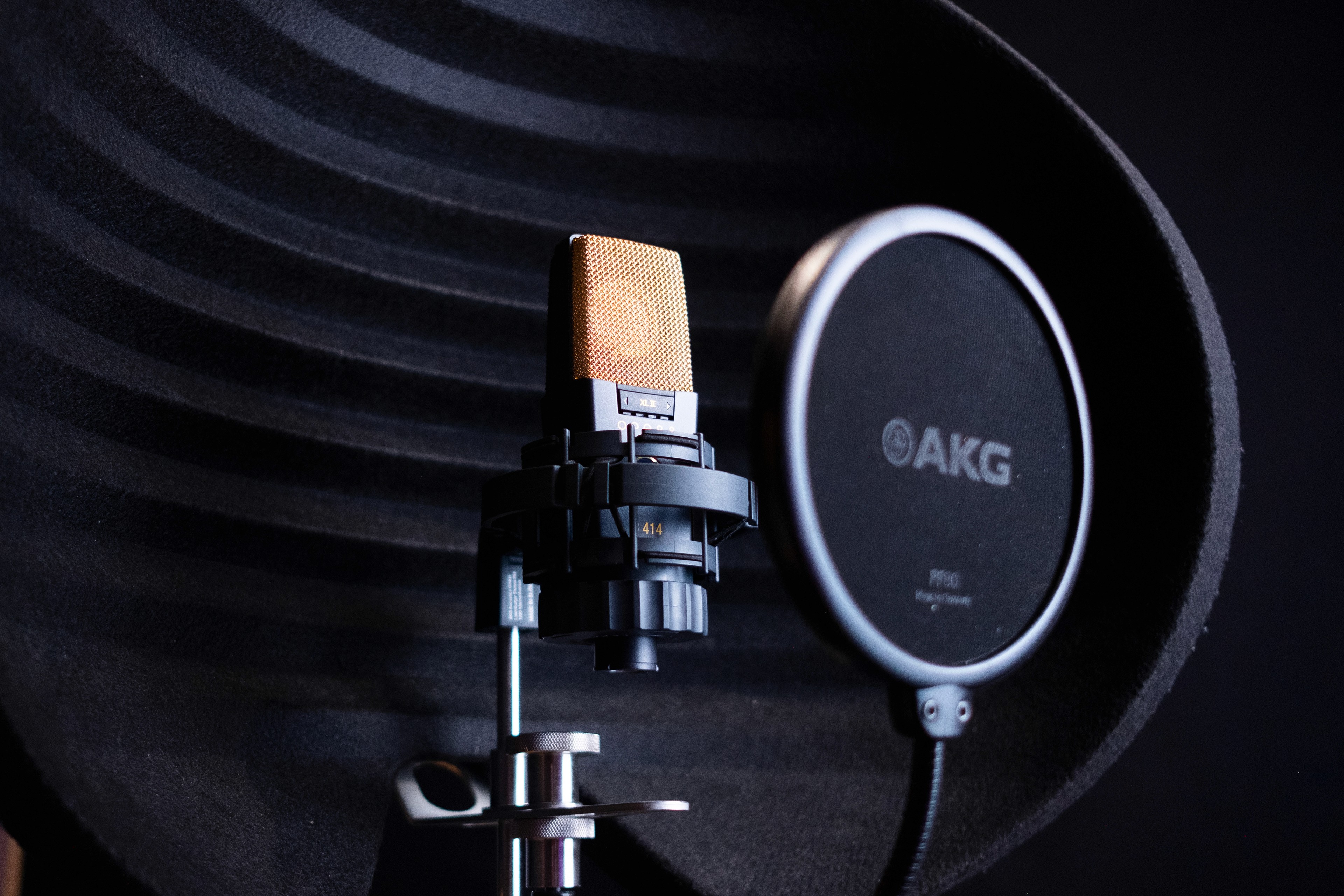 Recording microphone setup inside Root 73 studio.