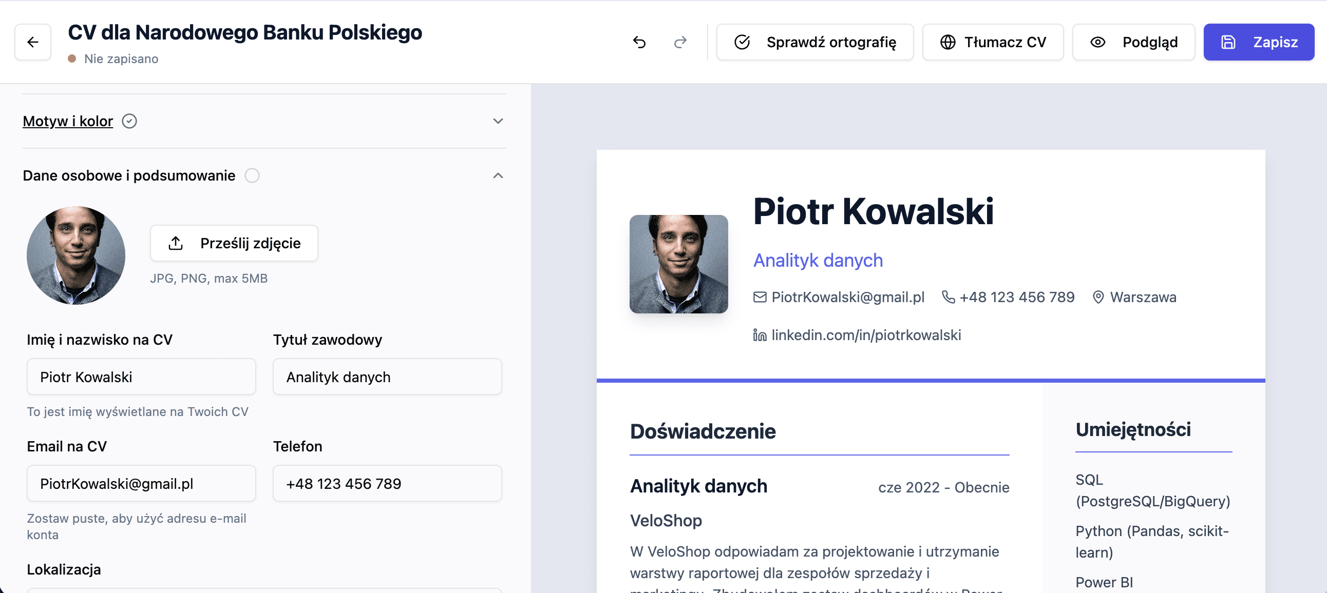 De CV Editor van maakeencv.nl