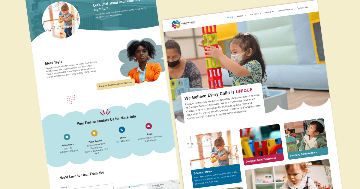 UX-focused visual identity redesign for a childcare website.