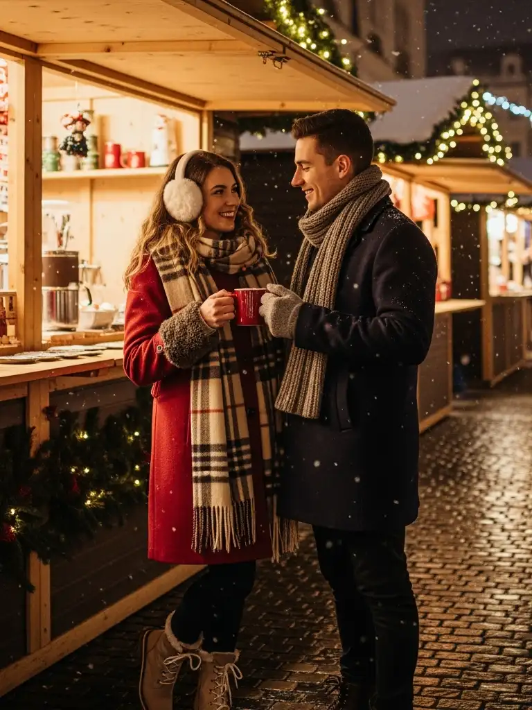 AI human generator shows a couple celebrating Christmas together