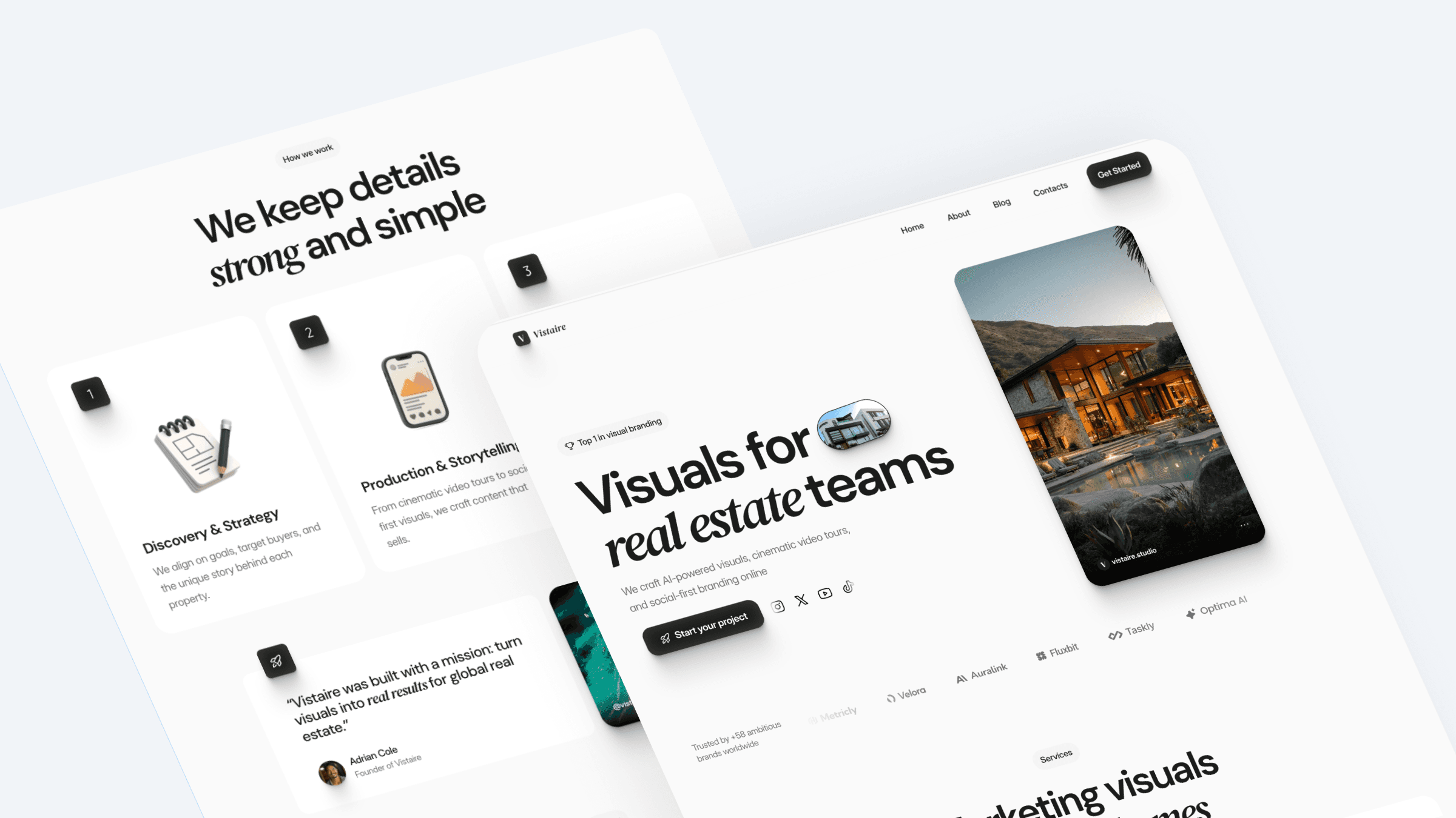 Real estate website template with cinematic visuals and video storytelling — by Luna UI