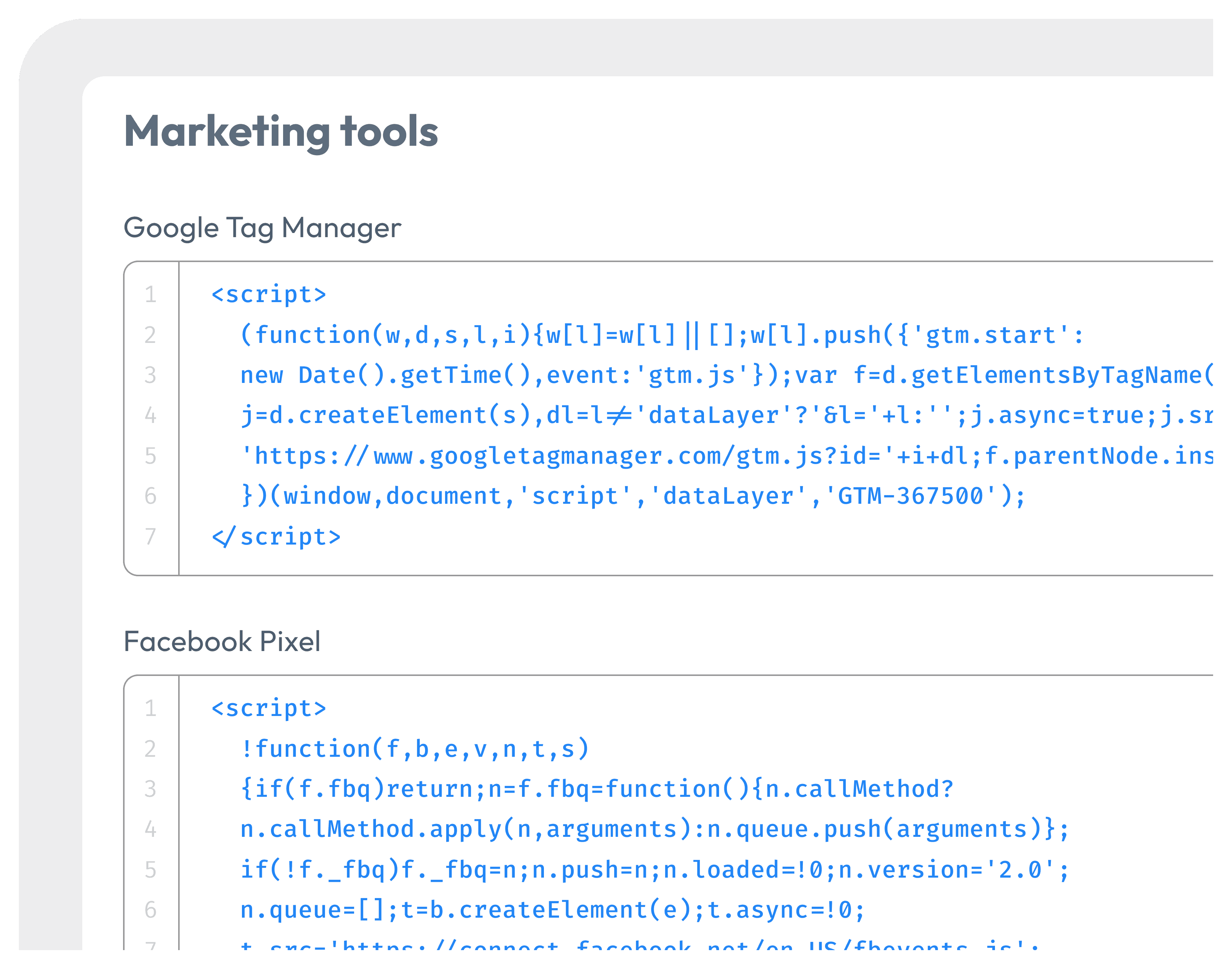 Rappresentazione di codici di monitoraggio a uso marketing