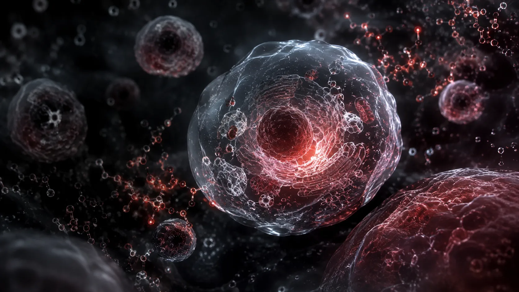 Molecules with a red hue.