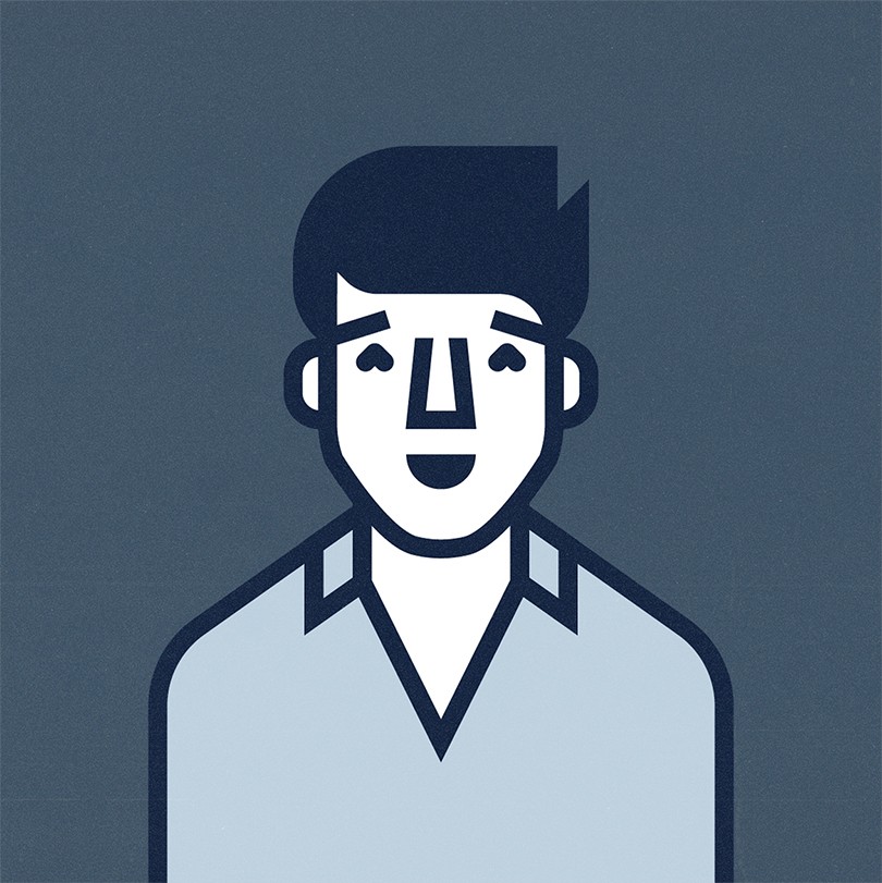 Illustration of a young man laughing