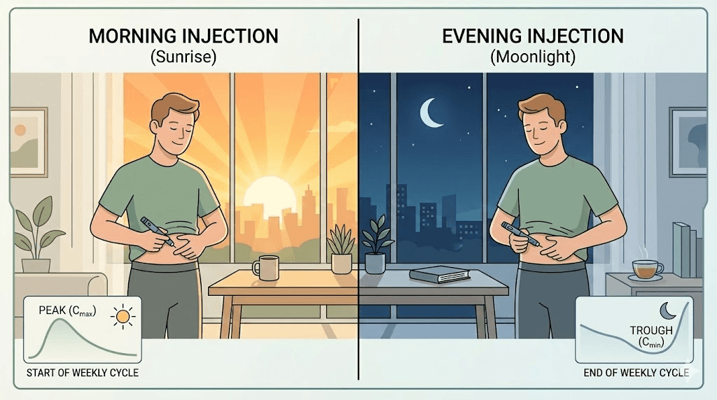 Morning versus evening retatrutide injection timing comparison