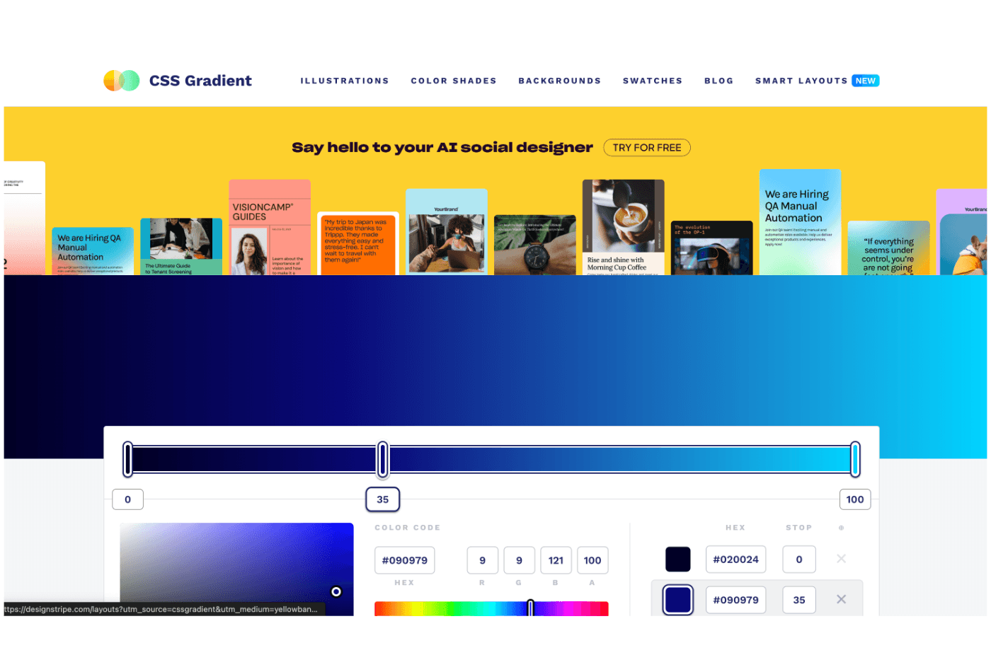 Free CSS gradient generator