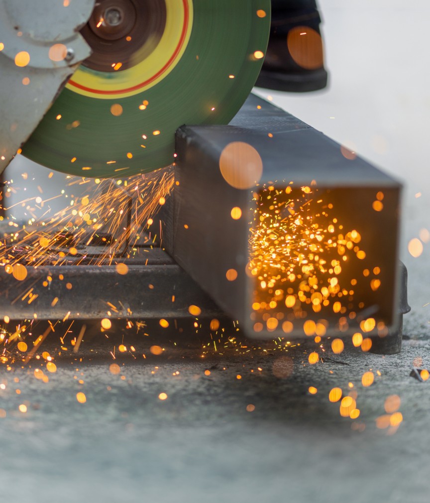 A close-up process of Automech’s steel fabrication in the UAE