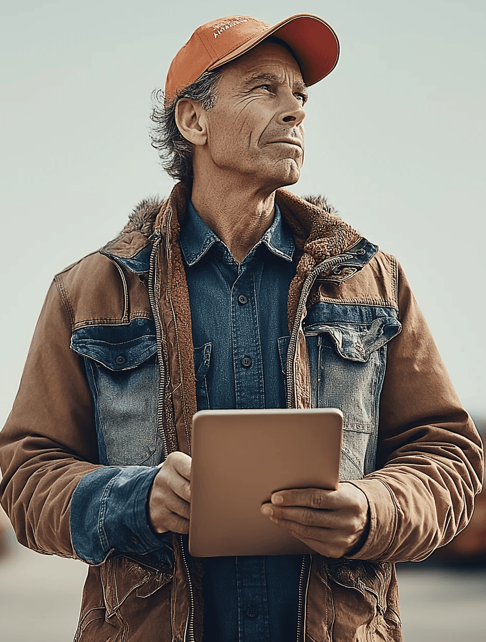 truck driver inspecting truck