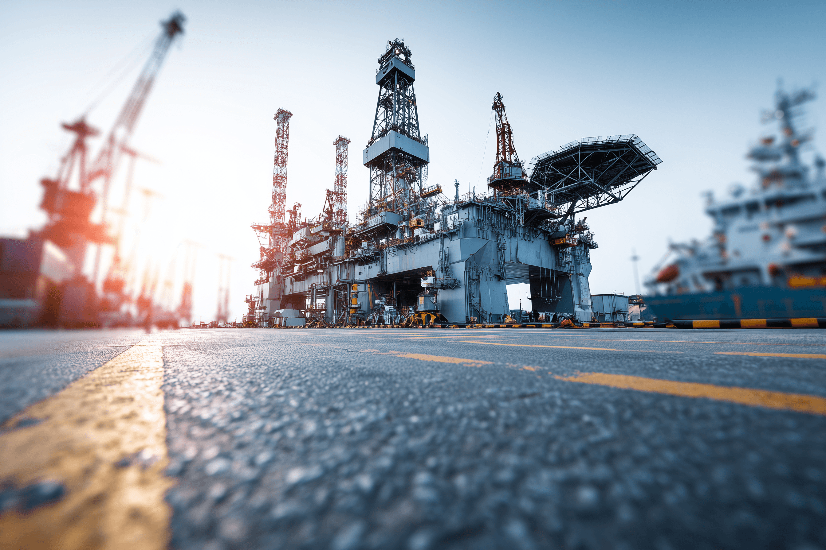Drone shot of a running track at night