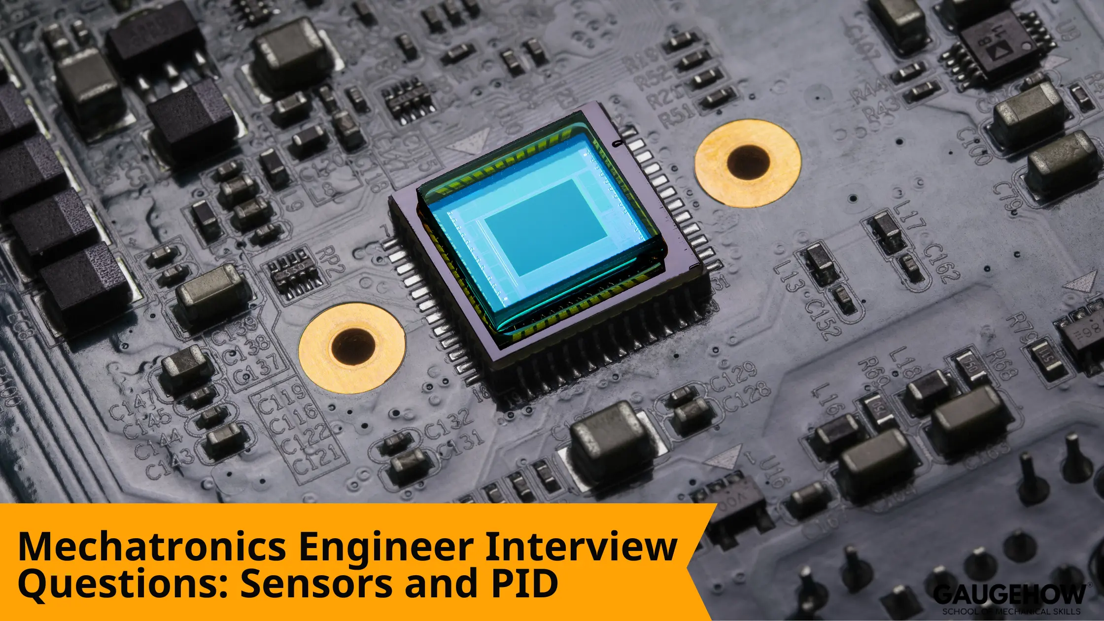 Mechatronics engineer interview questions with sensor chip closeup