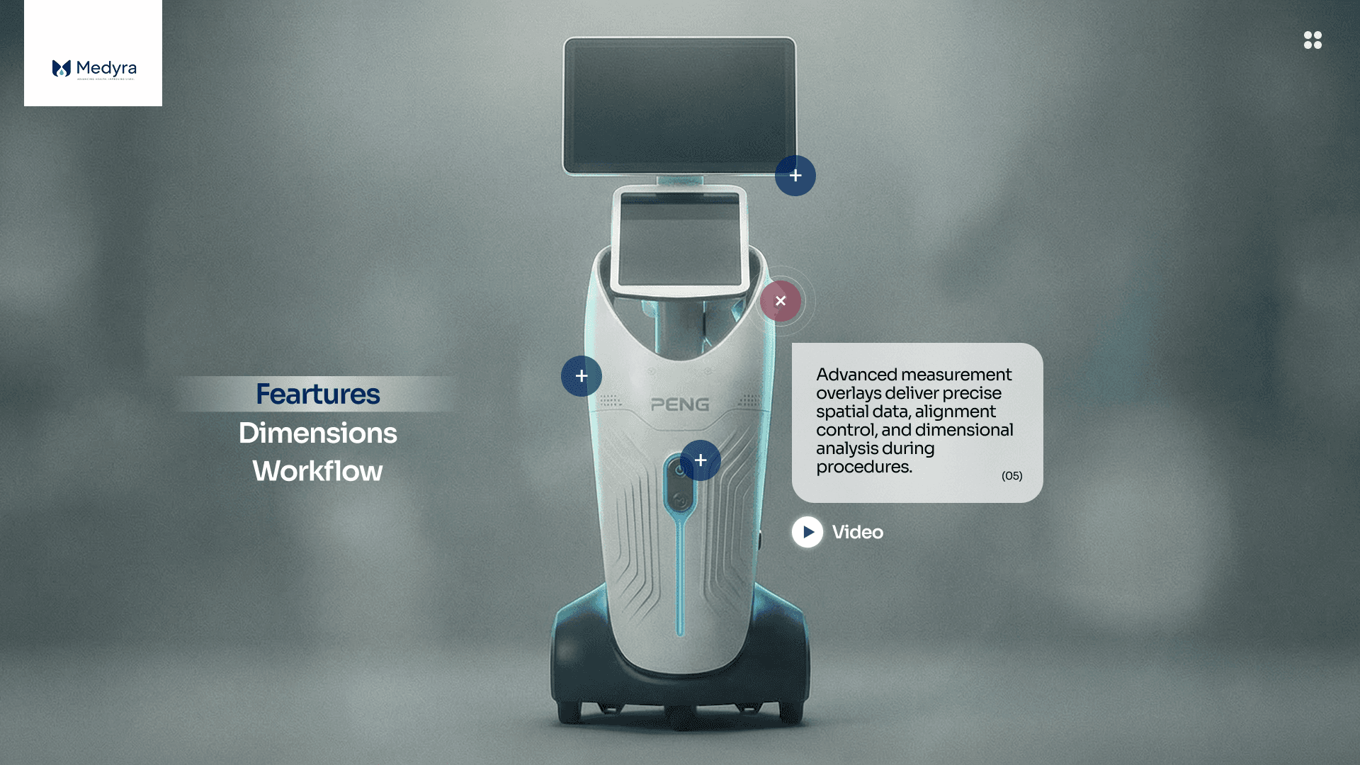 Medyra ProScan robotic medical assistant digital twin with interactive hotspot interface