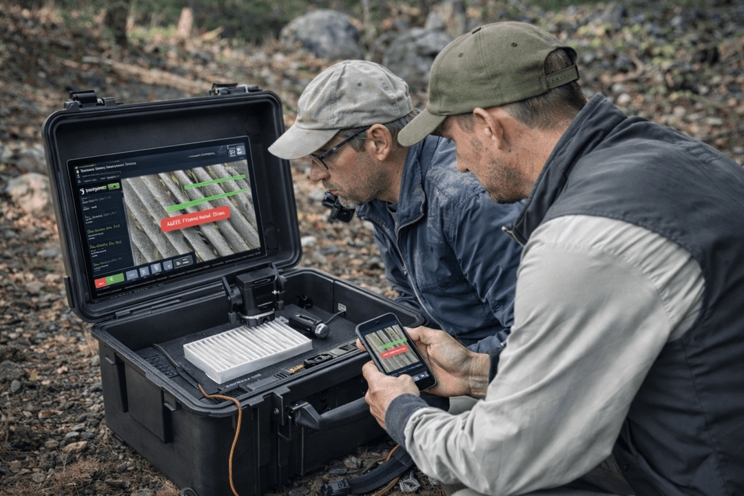 Remote field testing of an air filter