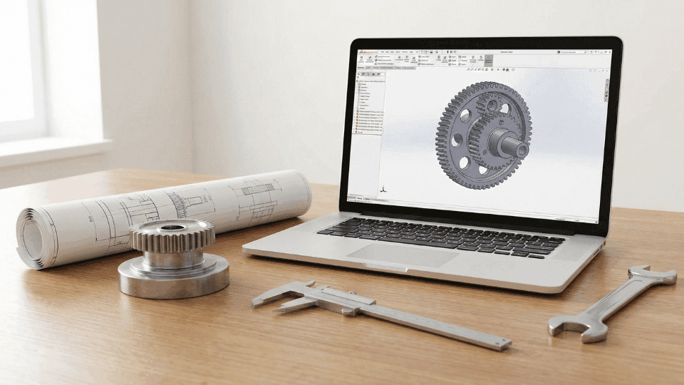 technical drawing, gear and cad design