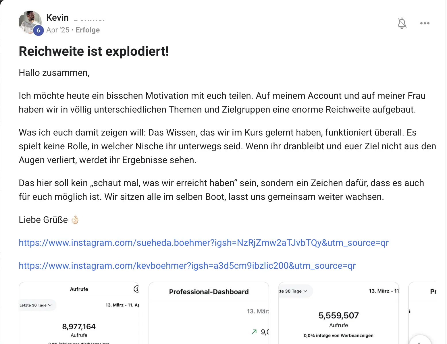 Erfahrungsbericht KI Creator Akademie: Kevin erzielt fast 9 Millionen Aufrufe über zwei Accounts