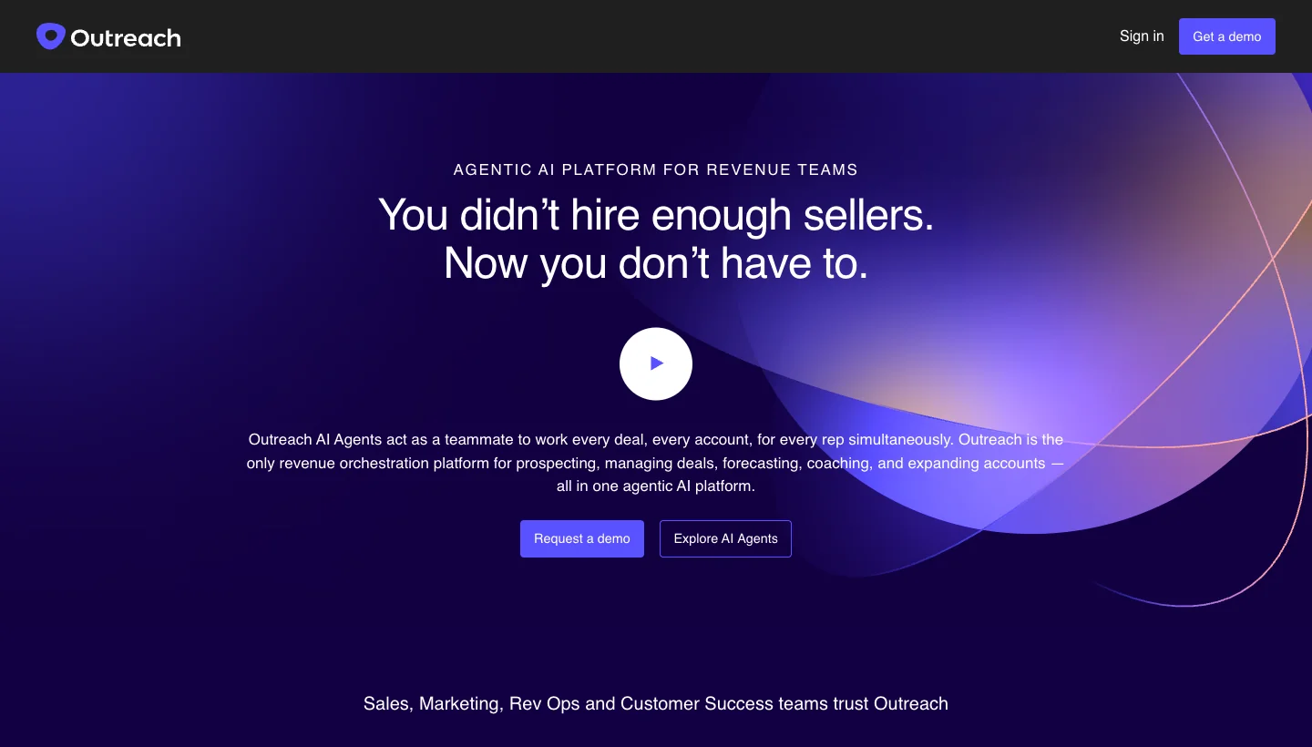 Outreach homepage: AI sales execution and engagement platform