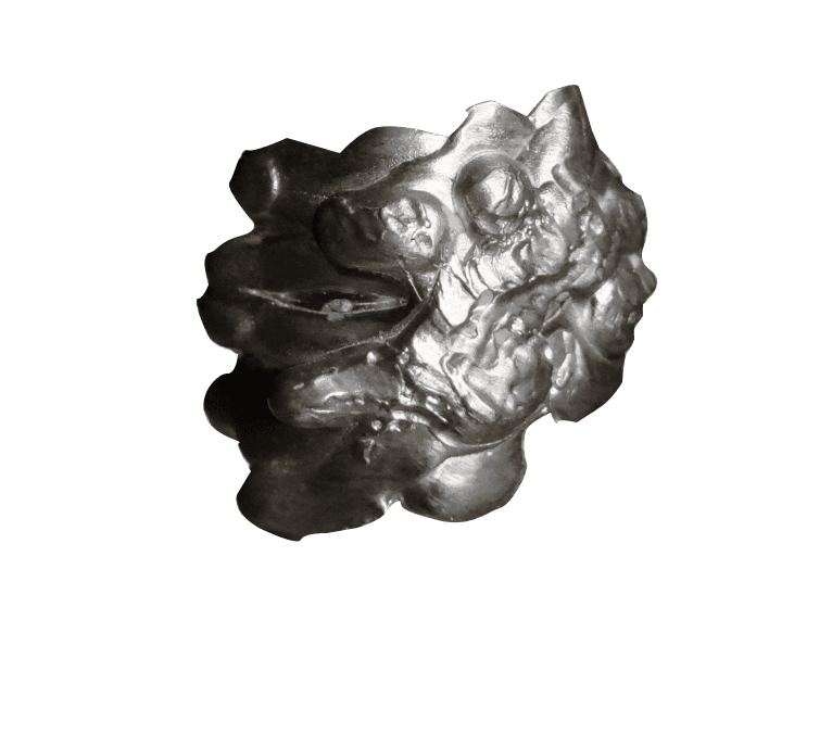 Sculpted silver ring with rough, uneven surface