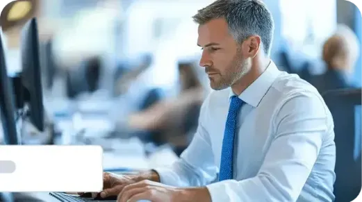 Business professional managing ACH payments and bank transfers using digital payment software.
