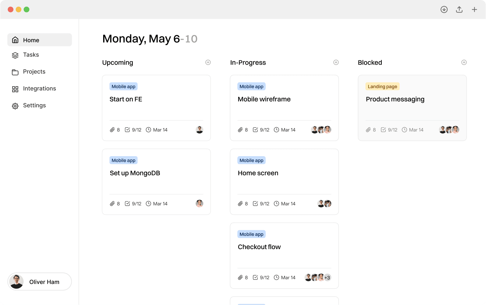 Tasks management dashboard