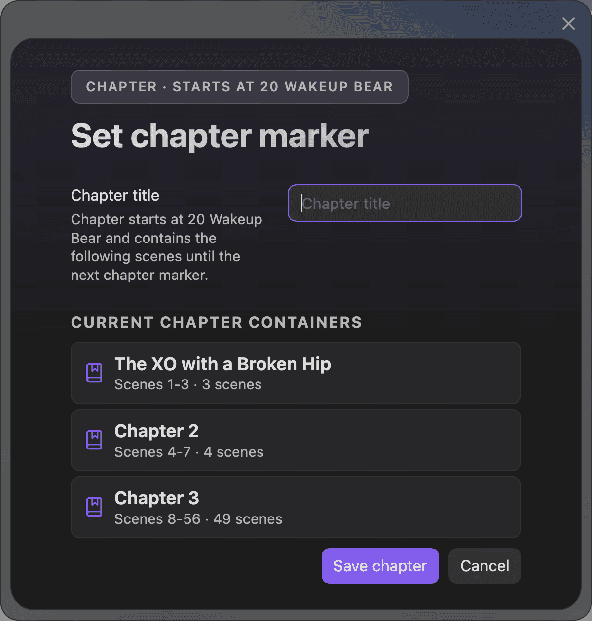 Setting a marker on a scene