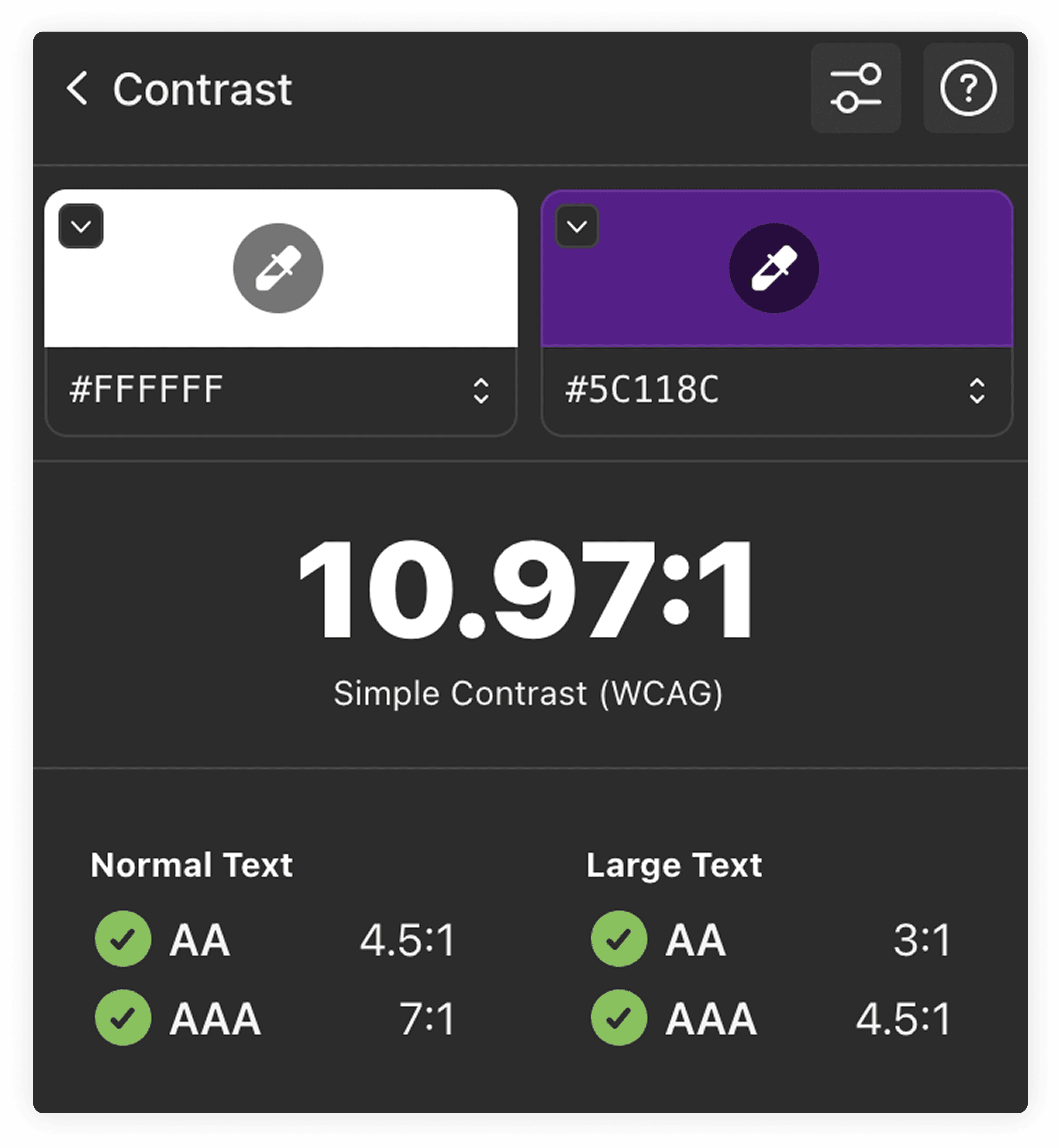 color contrast checker for white and purple