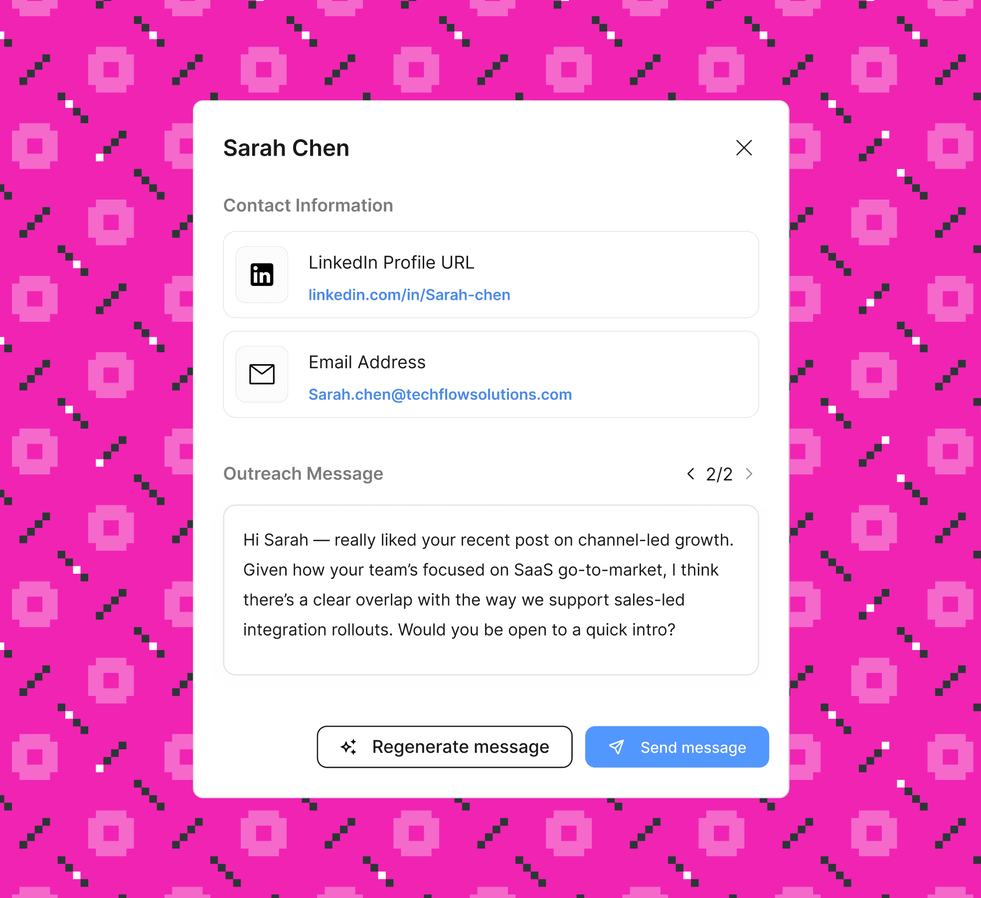 Message outreach to partner contact