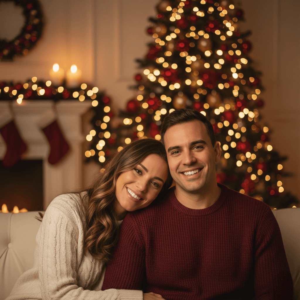 Realistic Family Christmas Photo