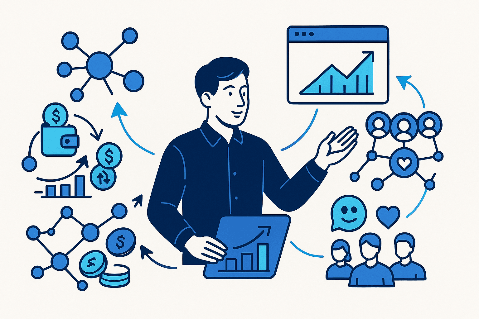 A man is explaining what are the key metrics in Web3 marketing