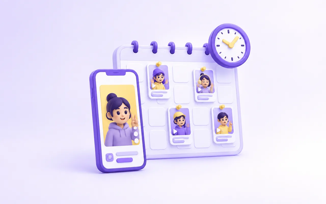 Illustrated product launch calendar with shop items and customer messages.