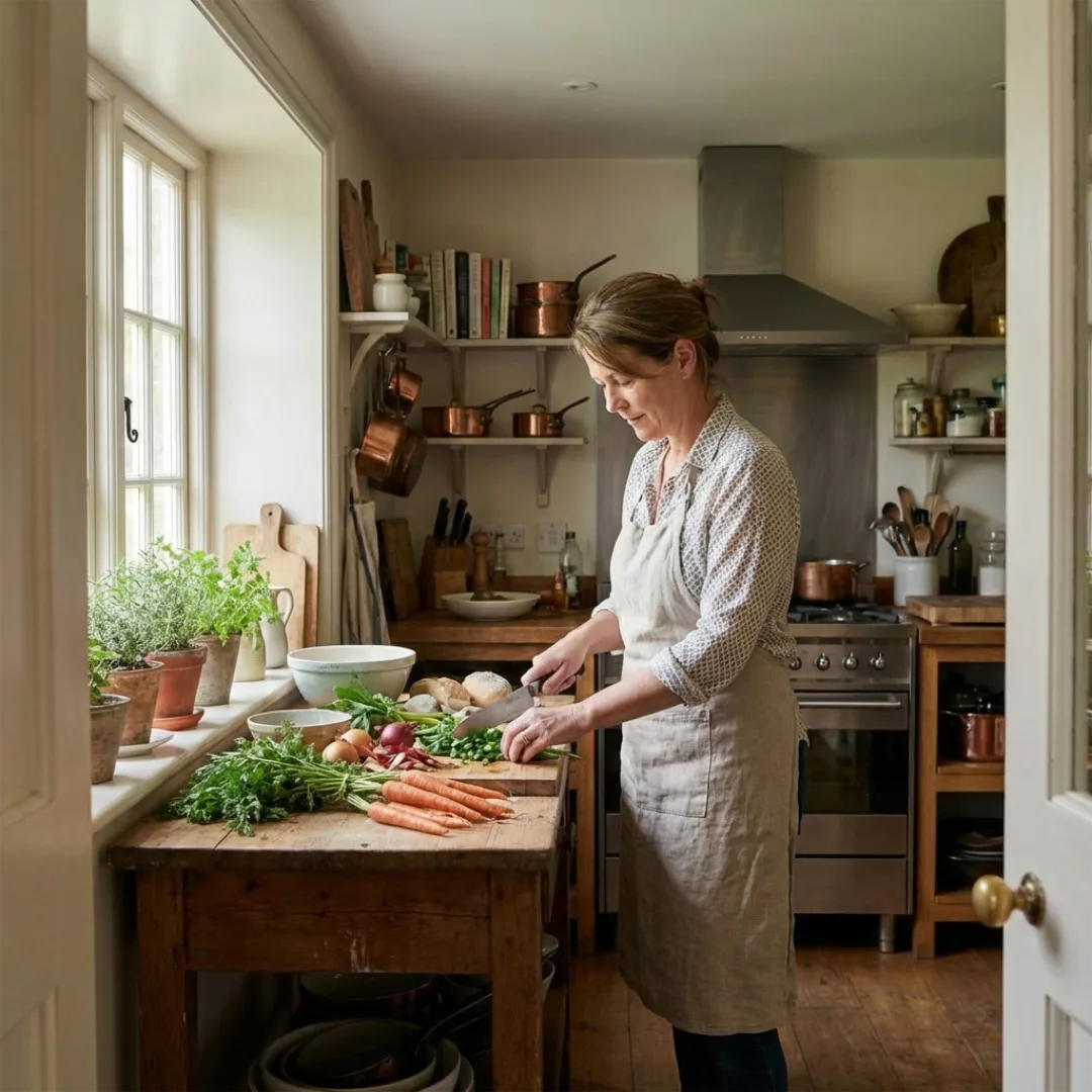 AI photography cooking sequence showing food preparation in four steps, cinematic lighting, commercial food photography, high-end campaign visuals 1/4