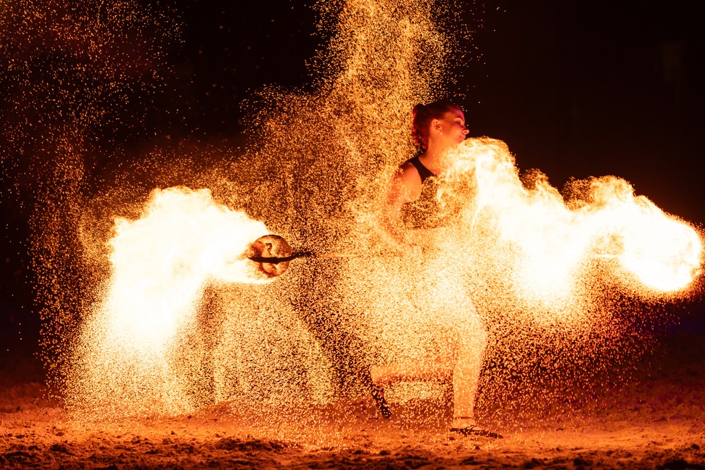 Woman surrounded by sparks