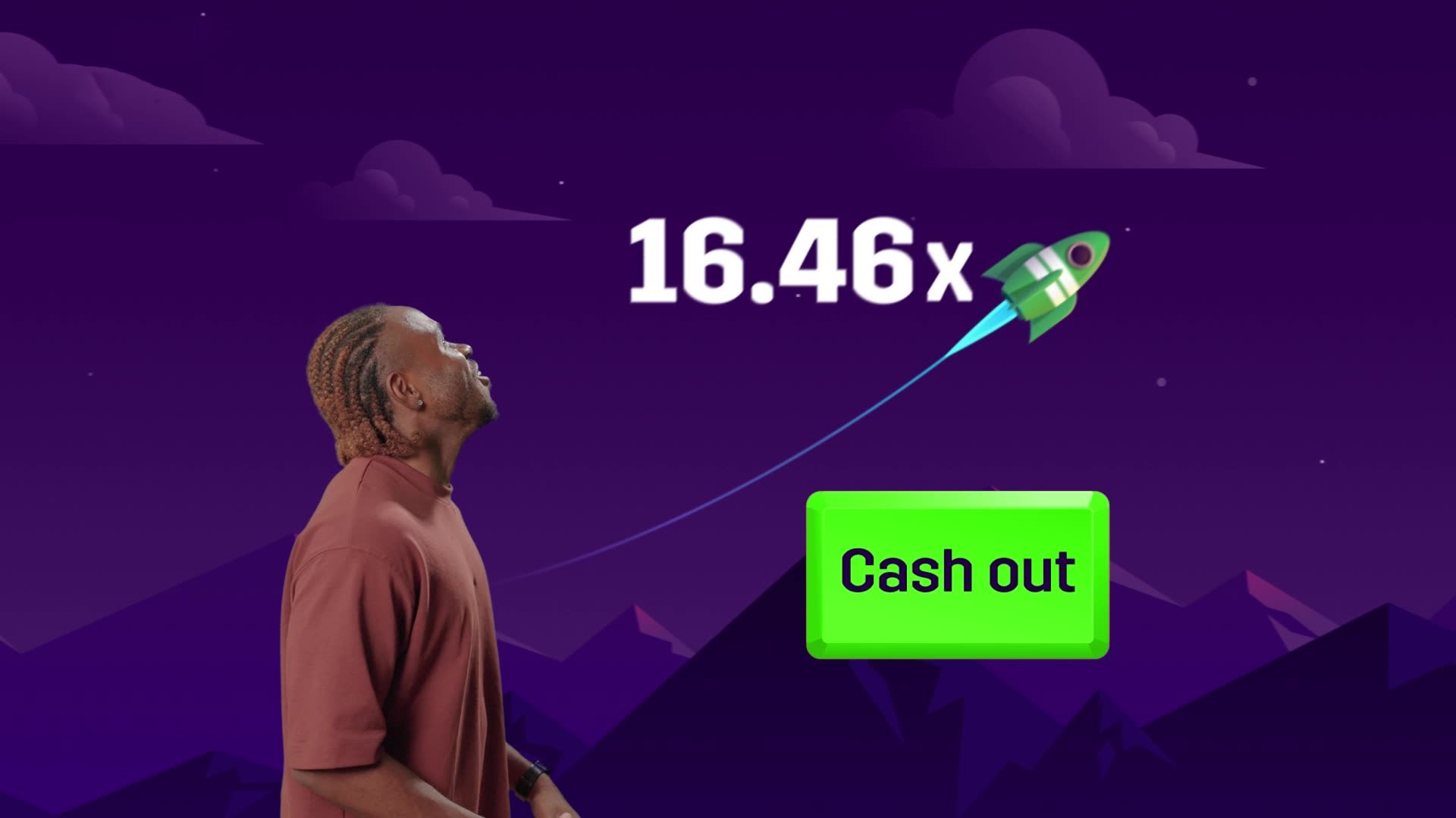 Direct-to-camera performance from an MPL performance ad designed for the US gaming market.