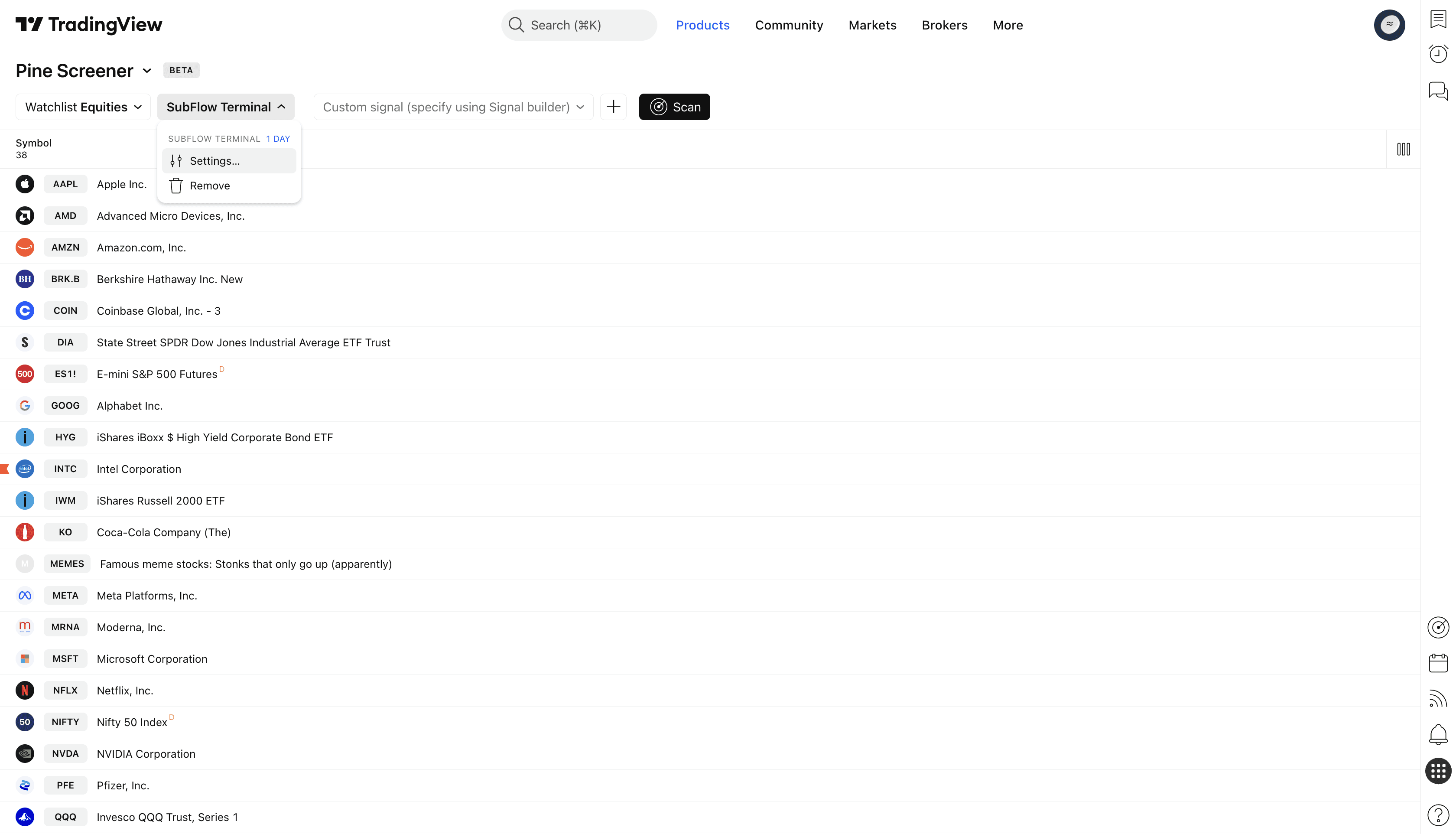 Illustration showing how to change indicator settings when creating a market scan in TradingView's PineScreener.