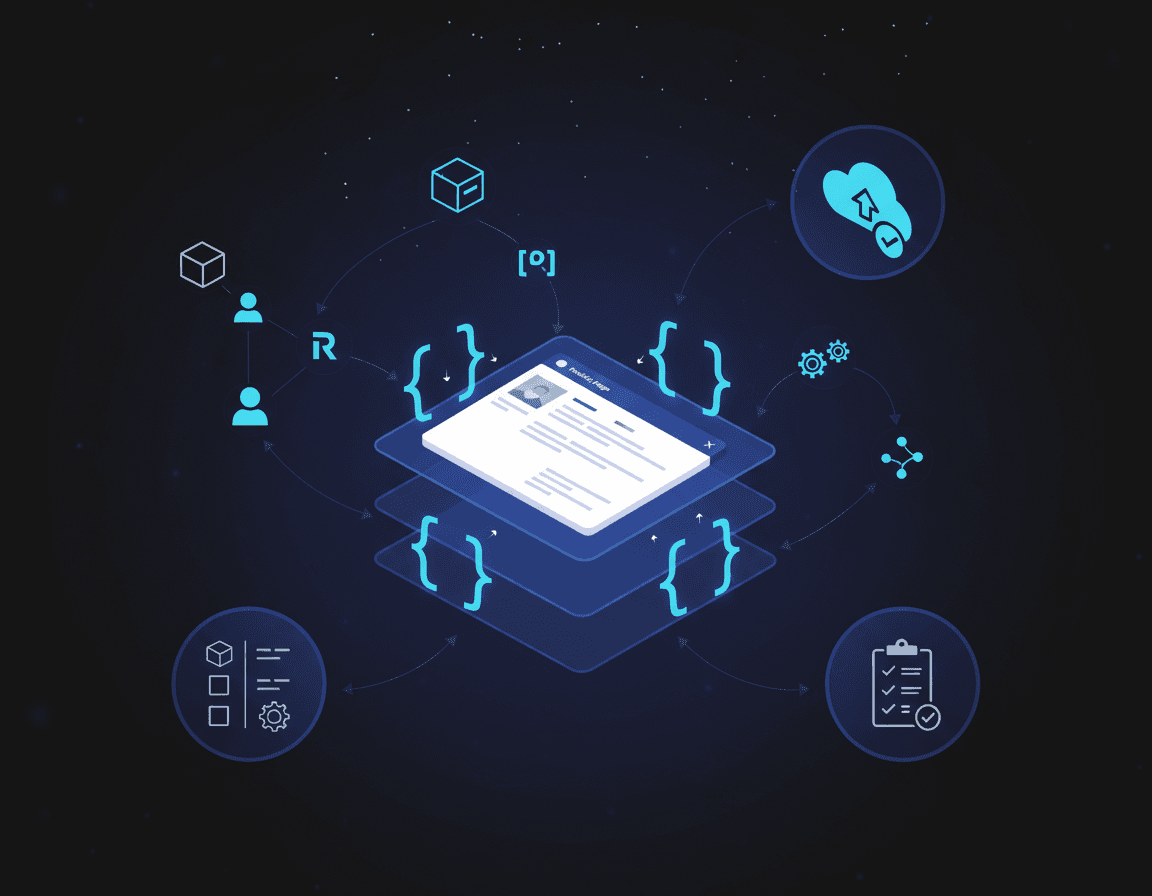 Layered diagram showing steps to make product data machine-readable for AI search