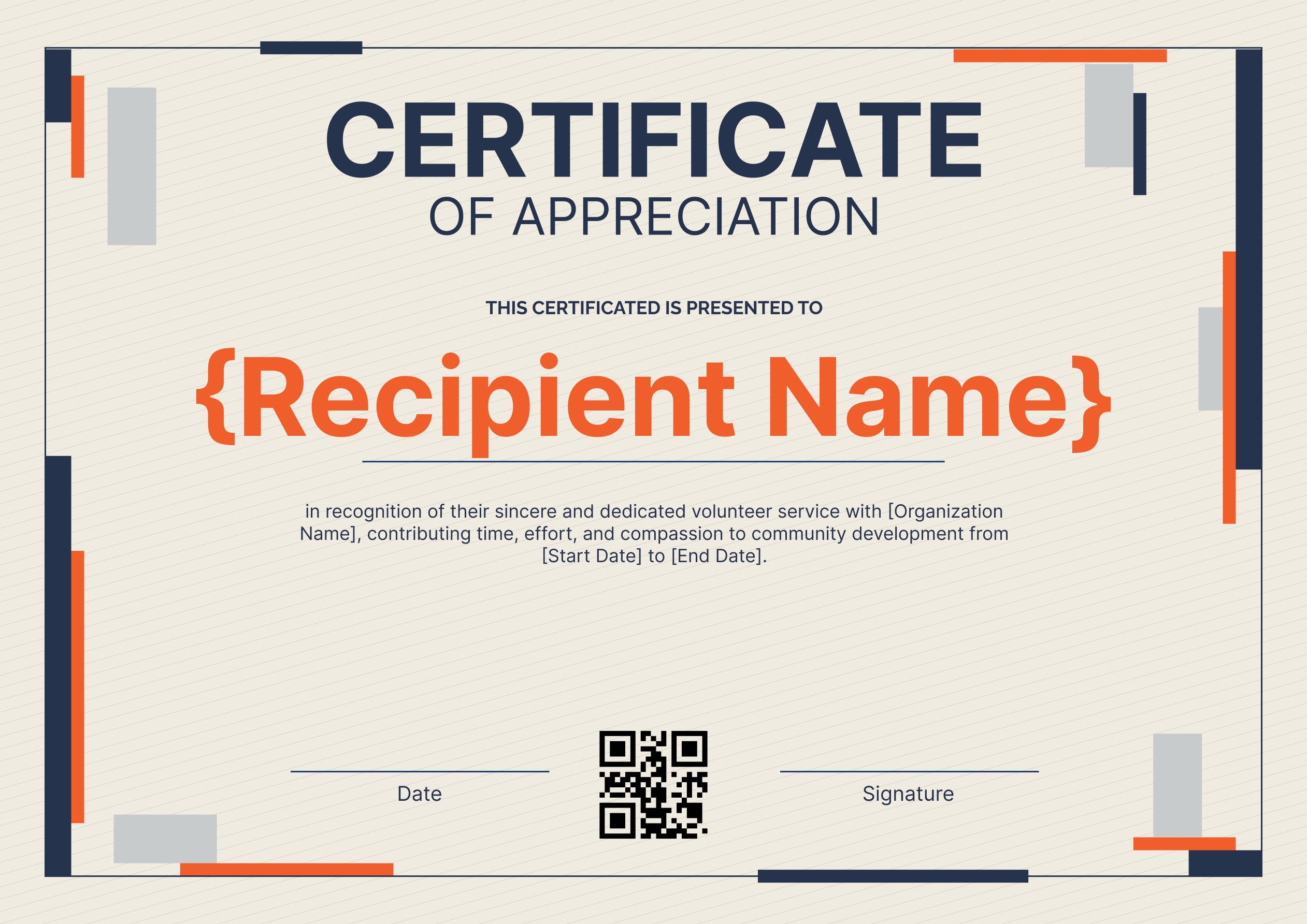 Wauld - Formal and editable volunteer appreciation certificate template