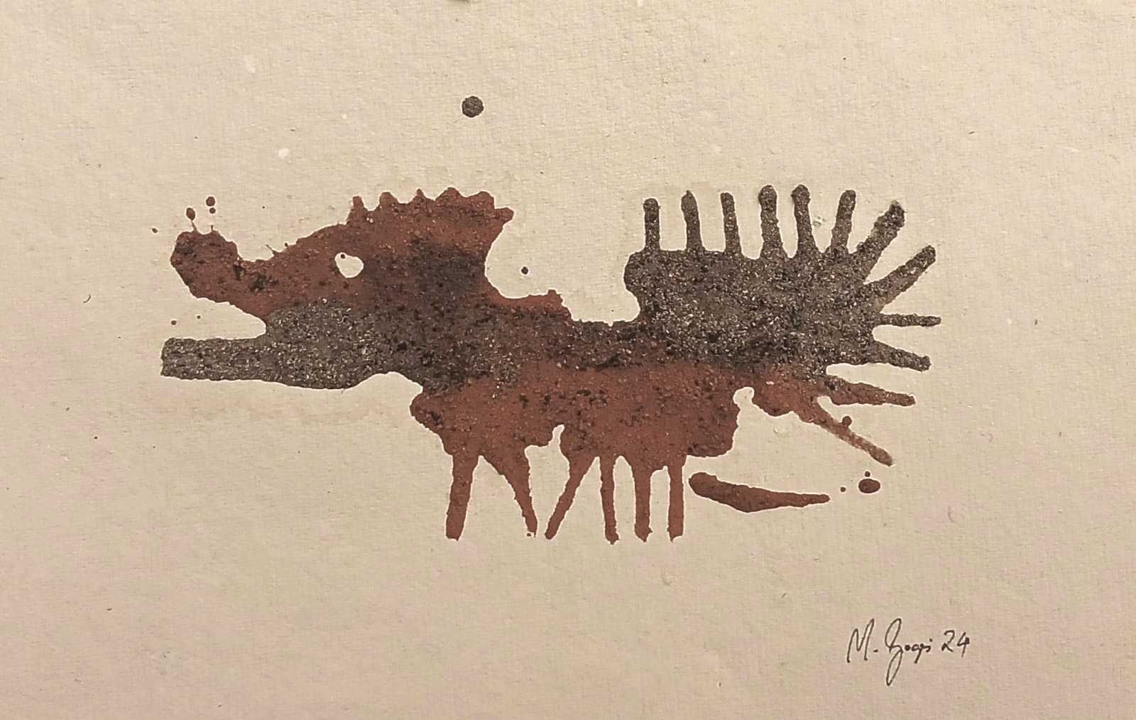 herd of sheep on road painting