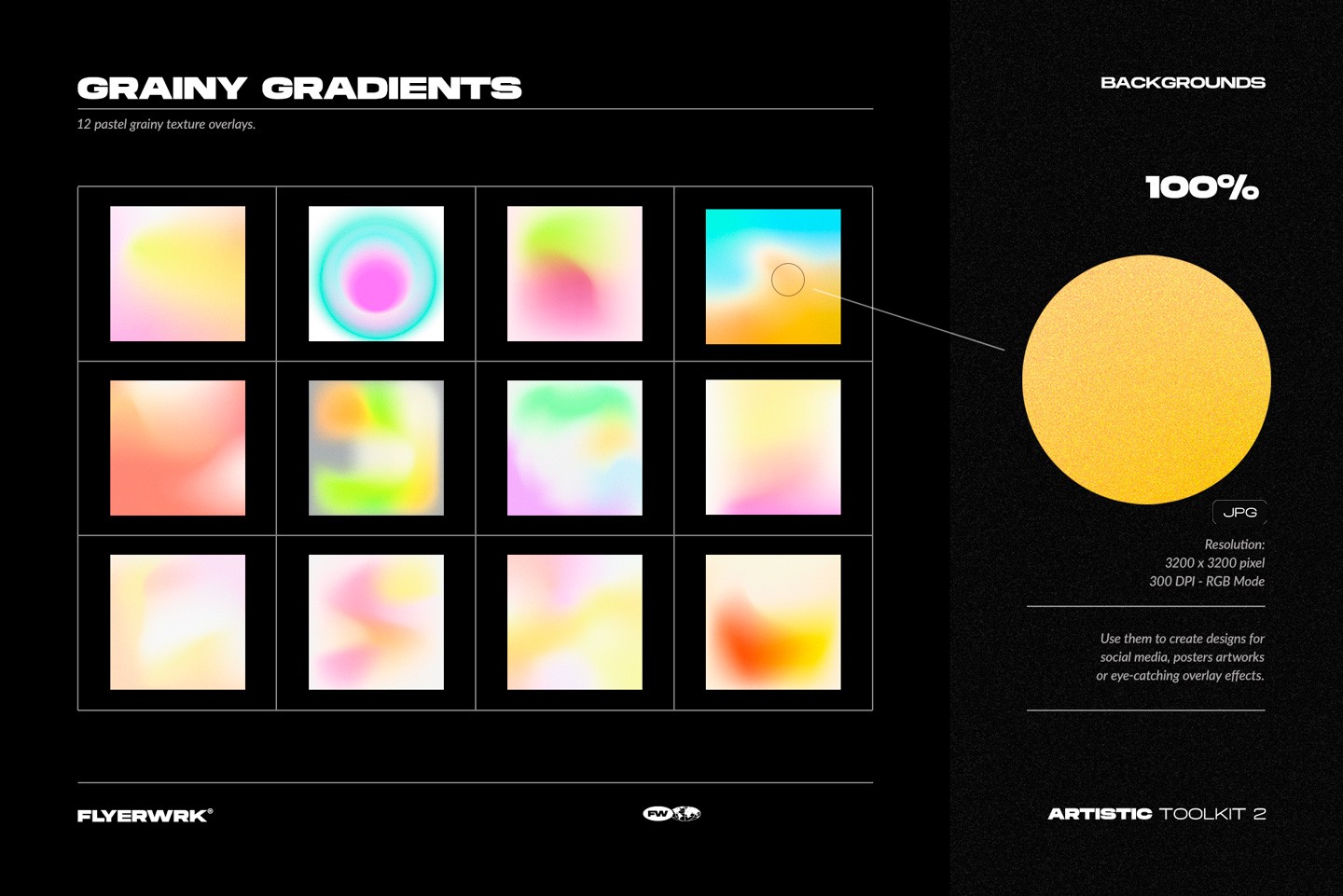 Artistic Toolkit 2 grainy gradient backgrounds with soft pastel colors